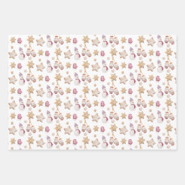 Hoja De Papel De Regalo Cuta acuarela Snowman Cookies Art