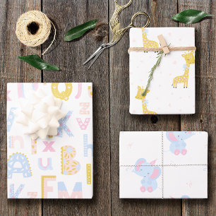 Hoja De Papel De Regalo Cute ABC Alphabet Pattern Baby Shower
