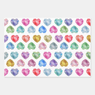 Hoja De Papel De Regalo Cute acuarela Corazón Gemstone Colorful Girly