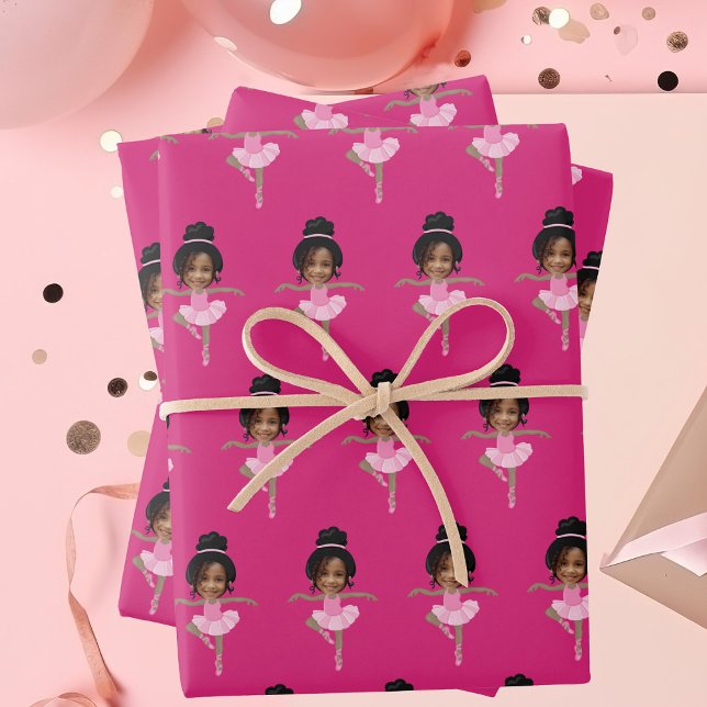 Hoja De Papel De Regalo Cute African American Ballerina Custom Kids Photo (Subido por el creador)