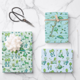 Hoja De Papel De Regalo Cute Alien Themed