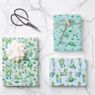 Hoja De Papel De Regalo Cute Alien Themed