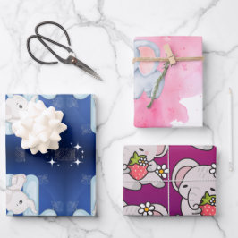 Hoja De Papel De Regalo Cute Baby Elephant First Birthday