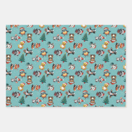 Hoja De Papel De Regalo Cute Baby Santa Hat Animals