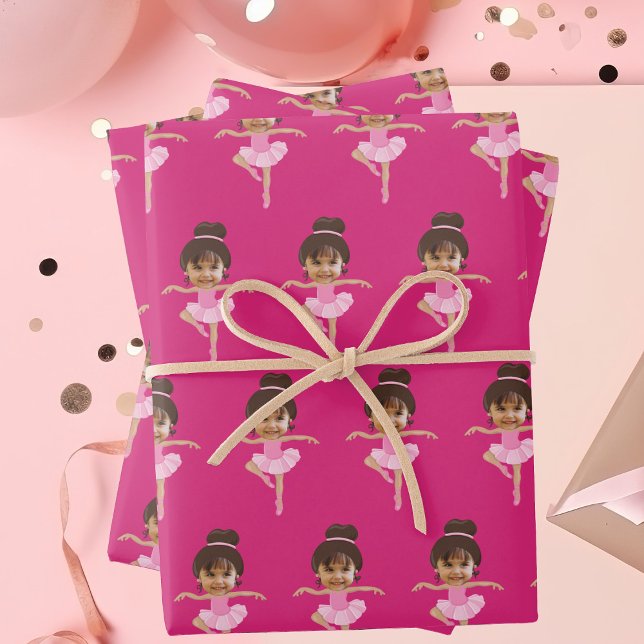 Hoja De Papel De Regalo Cute Ballerina Girl Customized Kids Photo Pink (Subido por el creador)