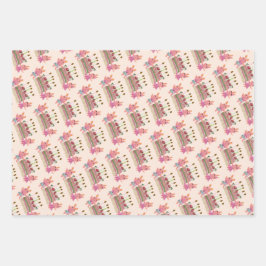 Hoja De Papel De Regalo Cute Berry Sweet Bunnies azul rosa