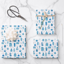 Cute Blue Skincare Cosmetic Pattern