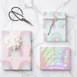 Hoja De Papel De Regalo Cute Boho Resumen acuarela Regalo arcoiris