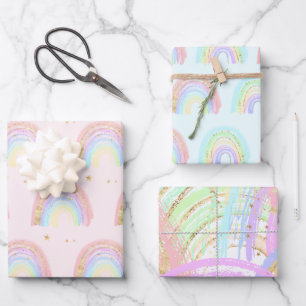Hoja De Papel De Regalo Cute Boho Resumen acuarela Regalo arcoiris