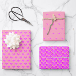 Hoja De Papel De Regalo Cute Bubblegum Lilac rosa Corazones de amor Valent