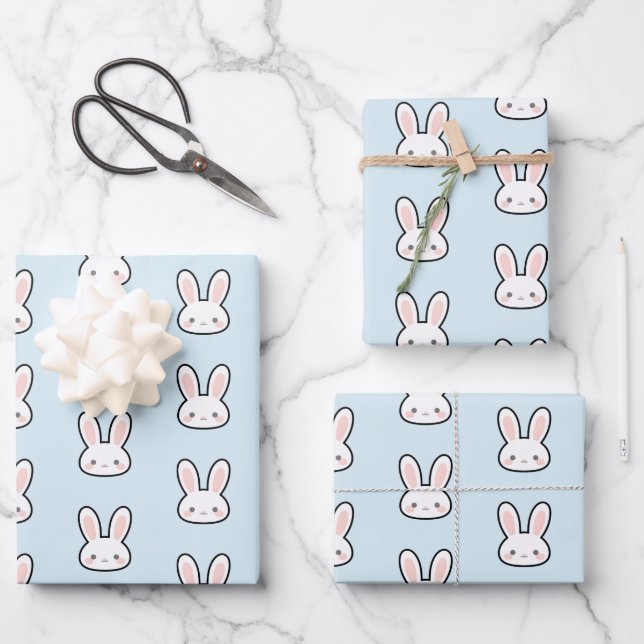 Hoja De Papel De Regalo Cute Bunny Face Rabbit Pattern (Anverso)
