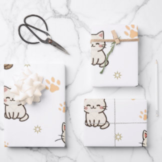 Hoja De Papel De Regalo Cute Cat's Paw Gift Wrap Sheets | Rim-Jhim Designs