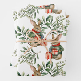 Hoja De Papel De Regalo Cute Christmas Bunny Wrapping Paper