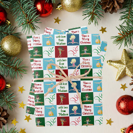 Hoja De Papel De Regalo Cute Christmas Gymnastics Girls Personalized