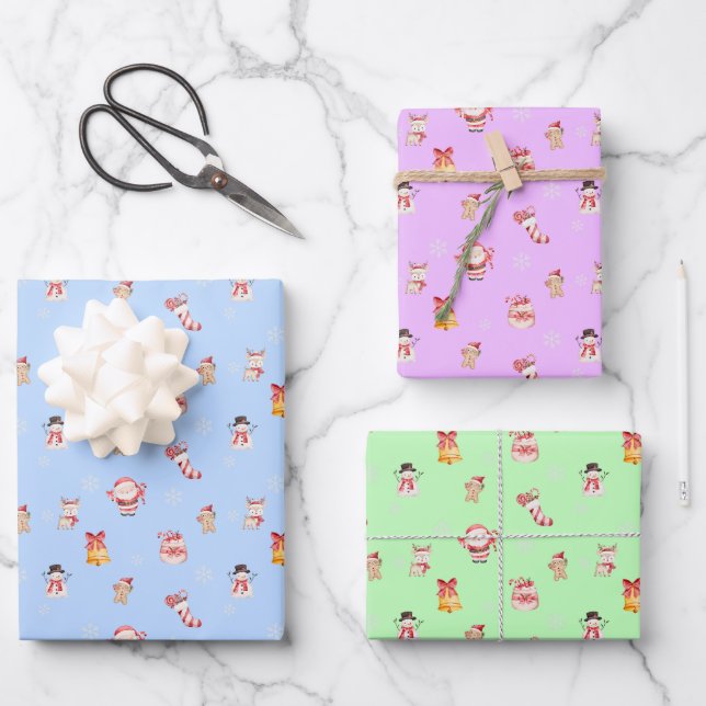 Hoja De Papel De Regalo Cute Christmas Wrapping Paper Set (Anverso)