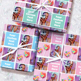 Hoja De Papel De Regalo Cute Custom Photo Modern Retro 3 Set