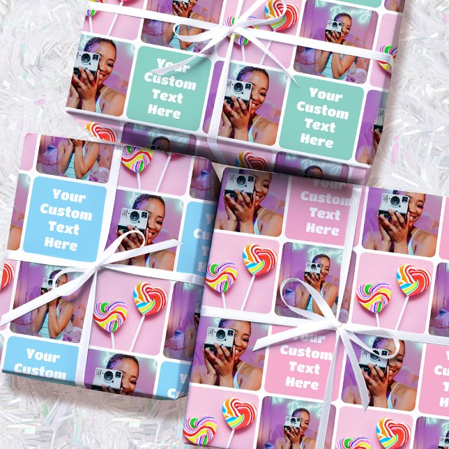 Hoja De Papel De Regalo Cute Custom Photo Modern Retro 3 Set (Subido por el creador)