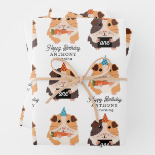 Hoja De Papel De Regalo Cute divertidos conejillos de indias nombre edad c