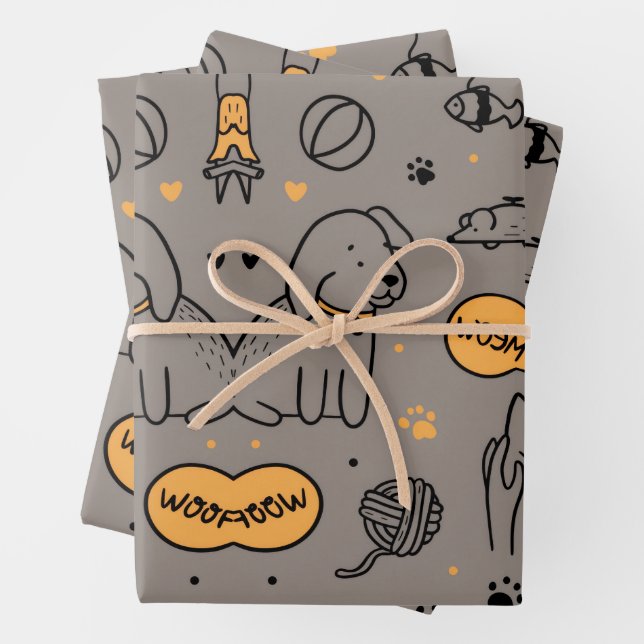 HOJA DE PAPEL DE REGALO CUTE DOG&CAT (In situ)