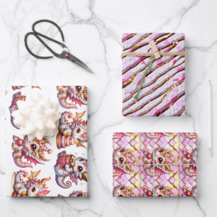 Hoja De Papel De Regalo Cute Dragón Personalizado Temático Cumpleaños