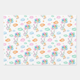 Hoja De Papel De Regalo Cute Easterbunnios y globos