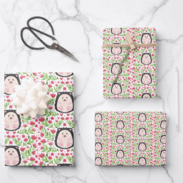 Hoja De Papel De Regalo Cute Floral Hedgehog