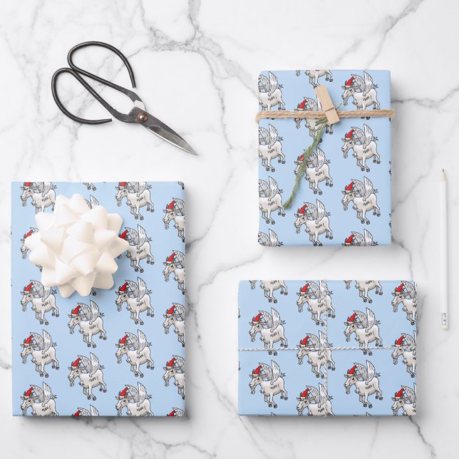 Hoja De Papel De Regalo Cute Flying Christmas Goat (Anverso)