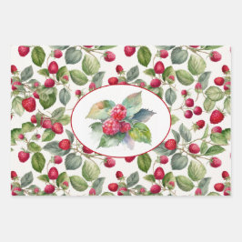 Hoja De Papel De Regalo Cute Frambuesas Acuarela