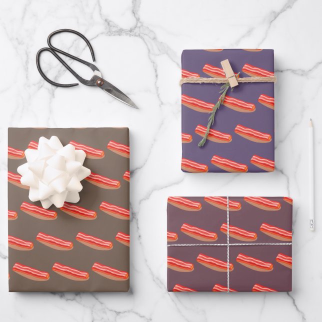 Hoja De Papel De Regalo Cute Funny Bacon (Anverso)