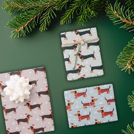 Hoja De Papel De Regalo Cute Funny Dachshund Dogs Pet Christmas Holiday