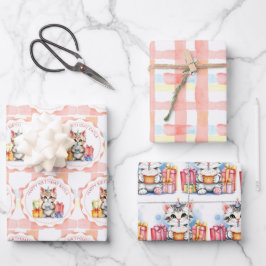 Hoja De Papel De Regalo Cute gatos de cumpleaños personalizados