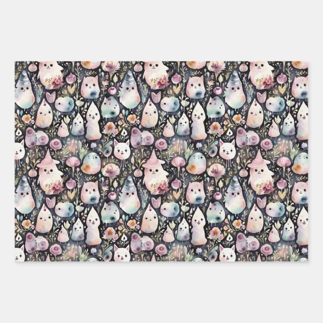 Hoja De Papel De Regalo Cute Ghostly Garden (Anverso)