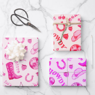 Hoja De Papel De Regalo Cute Girly Pink Disco Cowgirl Estética