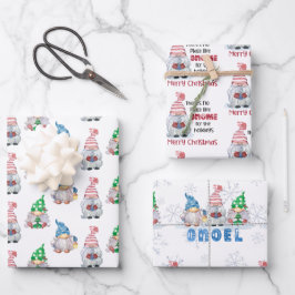 Hoja De Papel De Regalo Cute Gnomes Navidades acuarela