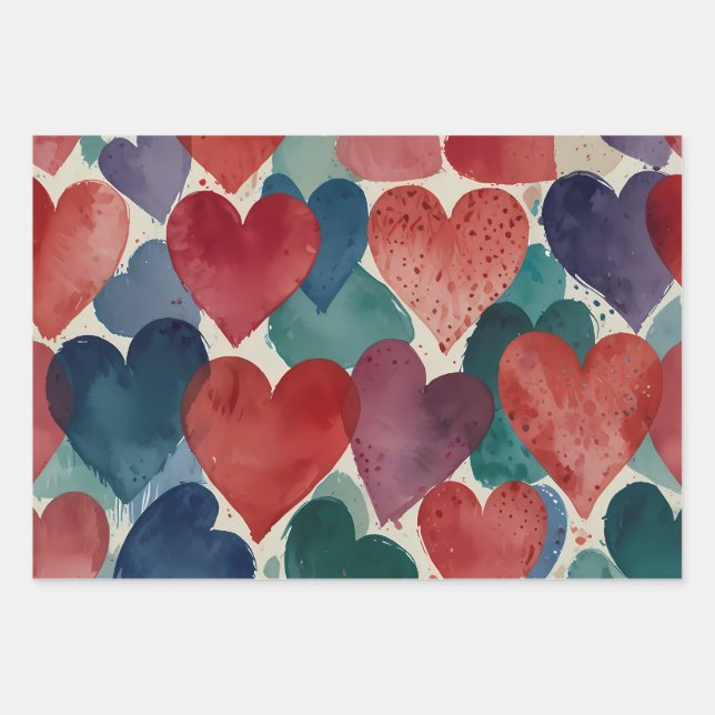 Hoja De Papel De Regalo Cute Gold Hearts Wrapping Paper (Anverso)