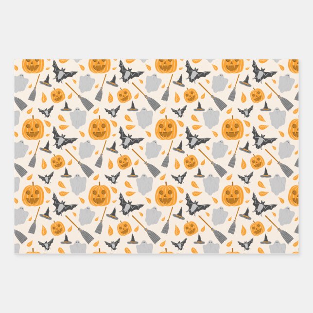 Hoja De Papel De Regalo Cute Halloween Pattern Wrapping Paper Sheet Sets. (Anverso)