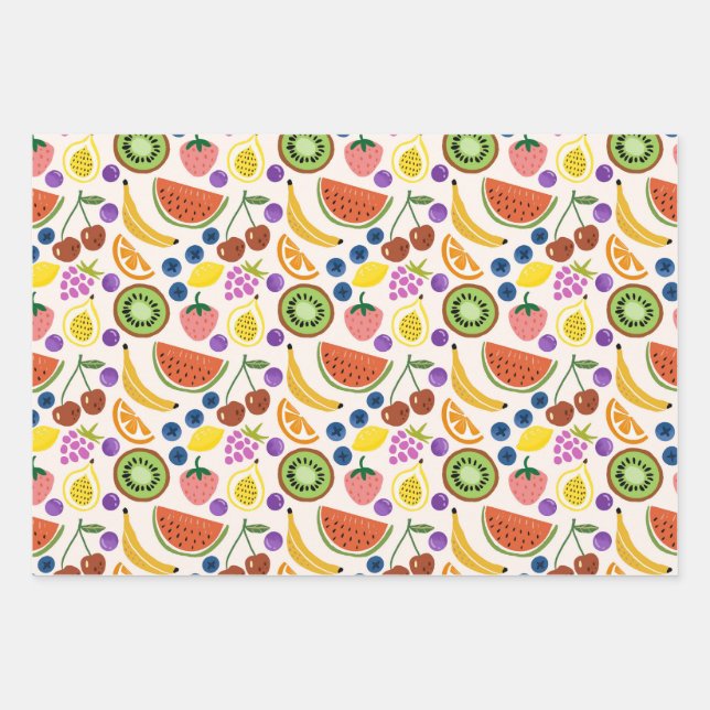 Hoja De Papel De Regalo Cute Hand-drawn Doodle Fruits Seamless Pattern (Anverso 2)