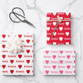 Hoja De Papel De Regalo Cute Hearts Pattern Individually Personalized 