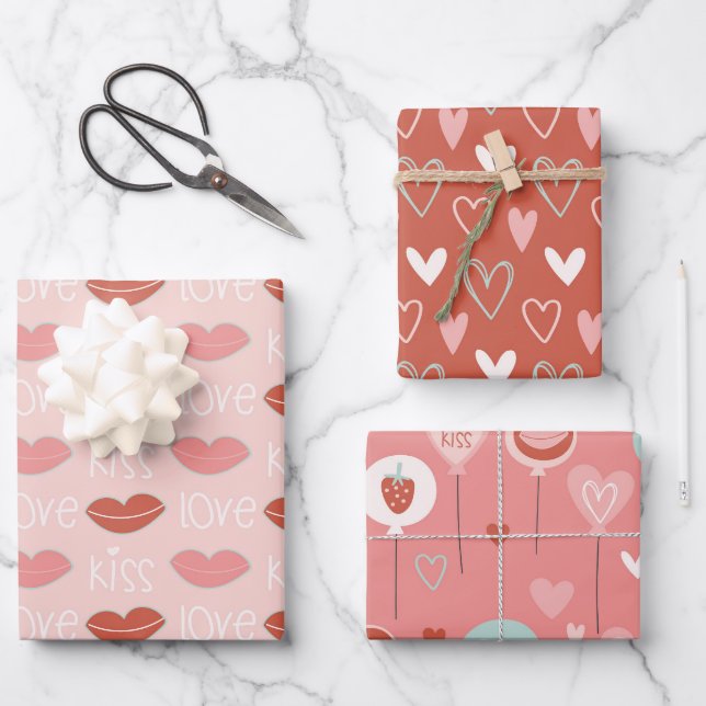 Hoja De Papel De Regalo Cute Kawaii Love Lips (Anverso)