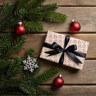 Hoja De Papel De Regalo Cute kawaii penguin and gingerbread