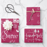 Hoja De Papel De Regalo Cute Let It Snow Red Merry Christmas Cita Regalo<br><div class="desc">Cuidada Que Nieva el rojo Feliz Navidad Cita Regalo Hojas de Papel Acondicionado . Es un conjunto de 3 hojas con diferentes diseños. Uno tiene Feliz Navidad , HO , Let It Snow , Cheee , Believe escrito en un hermoso tipo de letra . El segundo tiene patrón de árboles...</div>