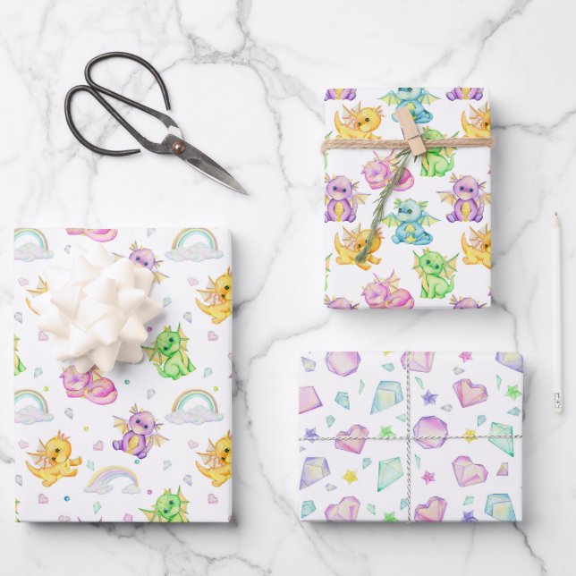 Hoja De Papel De Regalo Cute Little Dragon - Wrapping Paper (Anverso)