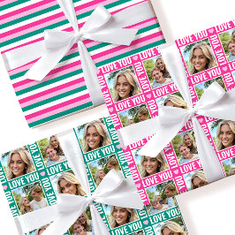 Hoja De Papel De Regalo Cute Love You 4 Photo Collage Pink Heart 3 Set