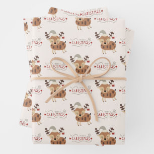 Hoja De Papel De Regalo Cute Merry Christmas Baby Reno 