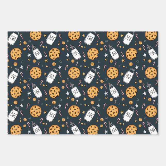 Hoja De Papel De Regalo Cute Milk and Cookies Gift Wrap (Anverso)