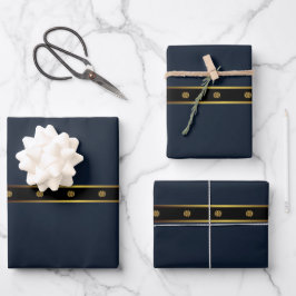Hoja De Papel De Regalo Cute Minimalista Marina Azul Negro Y Geométrica De
