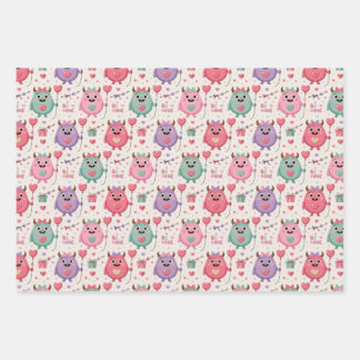 Hoja De Papel De Regalo Cute monster Valentine wrapping paper