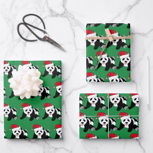 Hoja De Papel De Regalo Cute Navidades Panda Kids (Anverso)