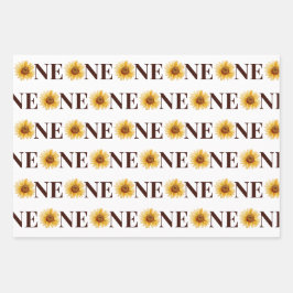 Hoja De Papel De Regalo Cute One Sunflower Primer cumpleaños