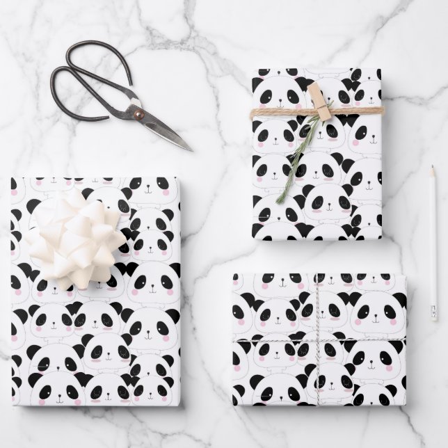 Hoja De Papel De Regalo Cute Panda Personalizado Art (Anverso)